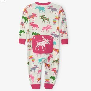 NWT Hatley Little Blue House pink moose baby romper union suit 6-12 months